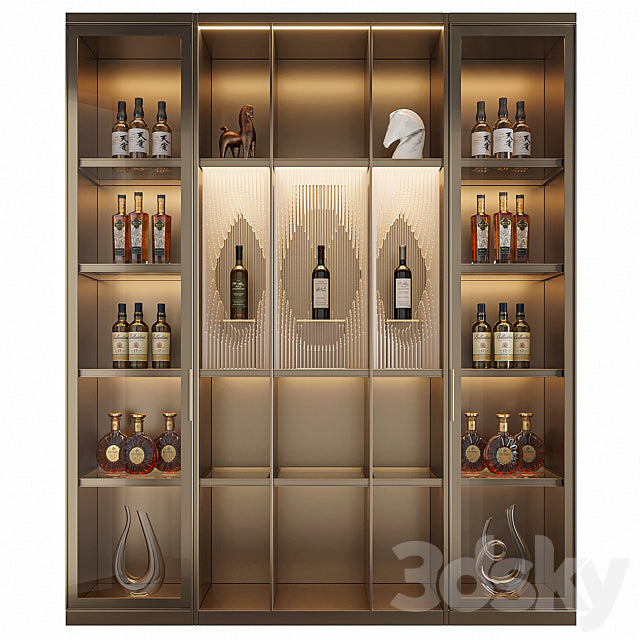 Wine Cabinet With Glasses & Decoration 017 3ds Max
