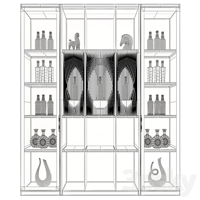 Wine Cabinet With Glasses & Decoration 017 3ds Max