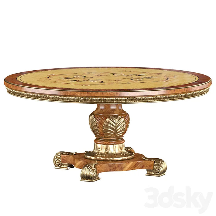 Wood Round Dining Table 3DSMAX Model