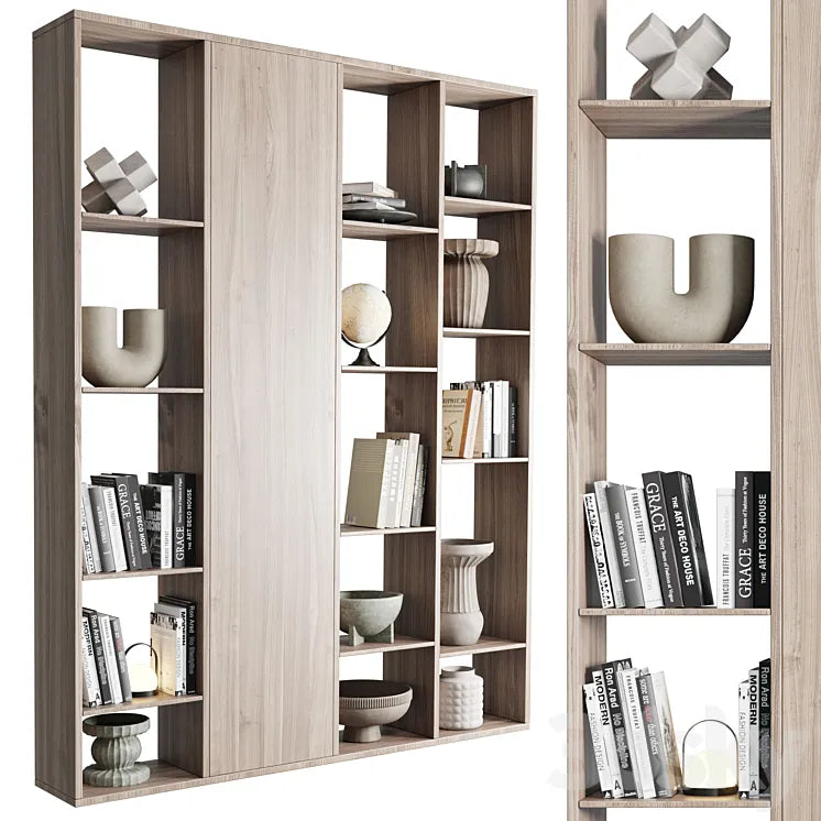 wooden Shelves Decorative With vase and Book 3DSMAX Model