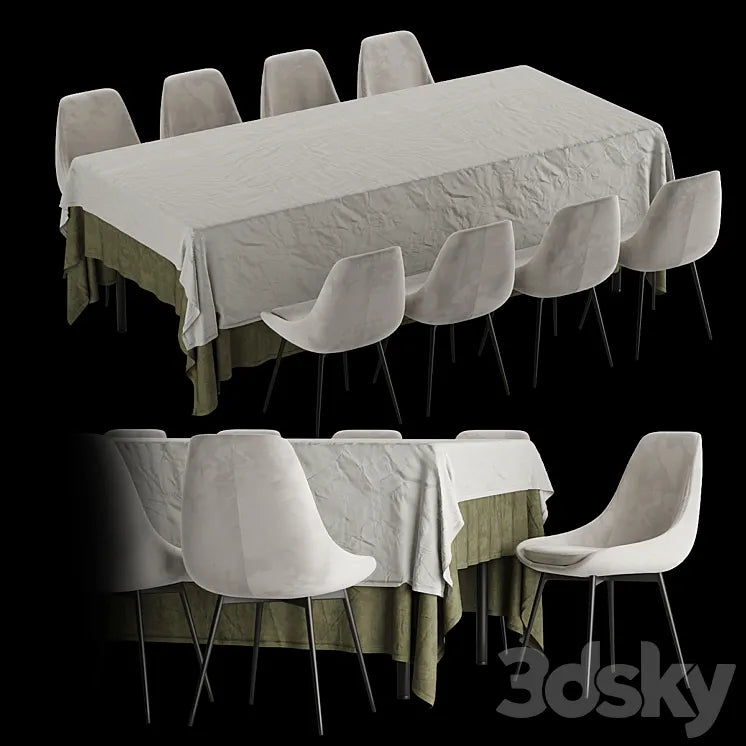 Zara home table + East Side chair | Table set 3DSMAX Model
