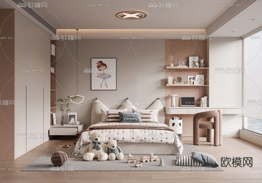 Kid Bed 3D Model – Bedroom 01 | 3ds Max Children Bed Furniture Design