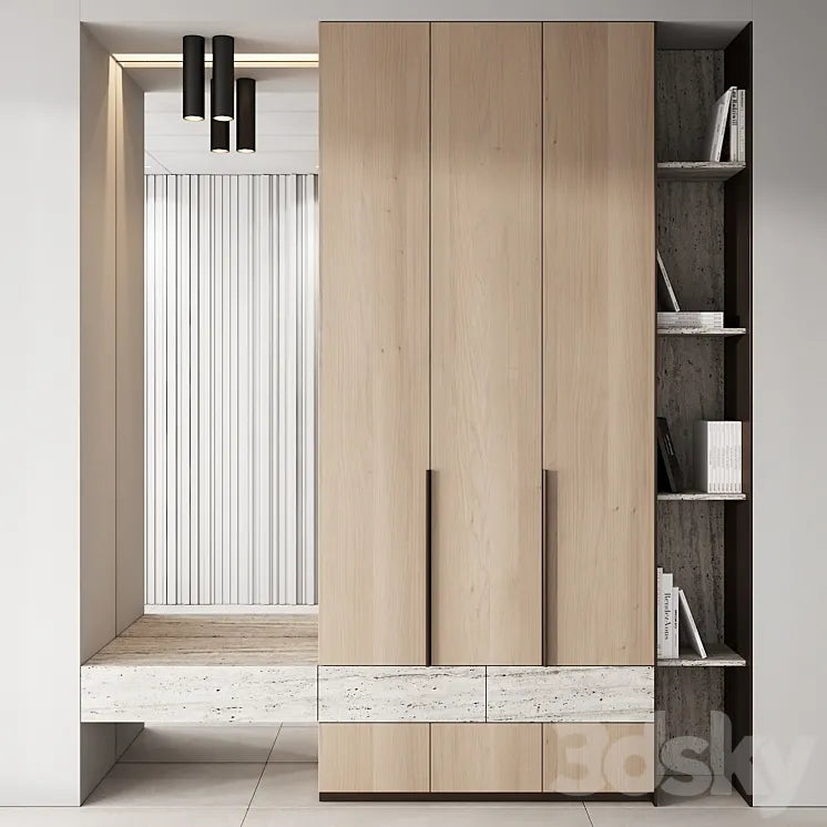 143 hallway zone 02 minimal wood japandi 02 3DSMAX Model