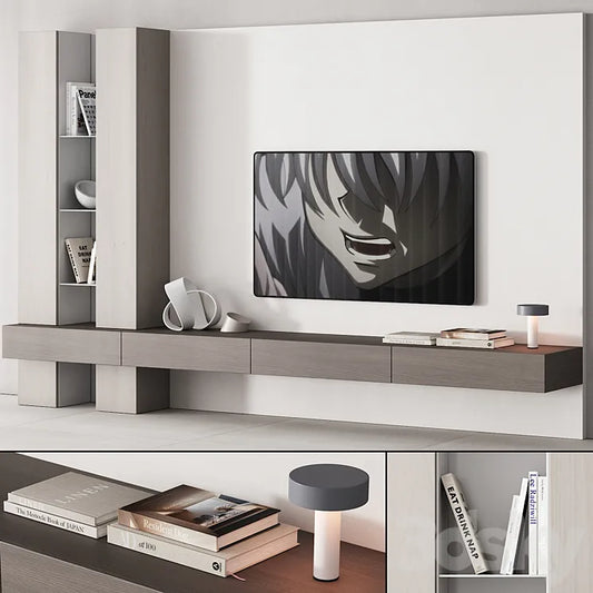157 tv wall kit 06 neutral japandi wood 00 3DSMAX Model