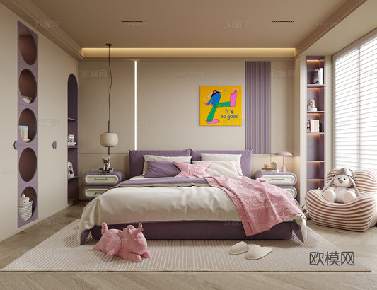 Kid Bed 3D Model – Bedroom 14 | 3ds Max Children Bed Furniture Design