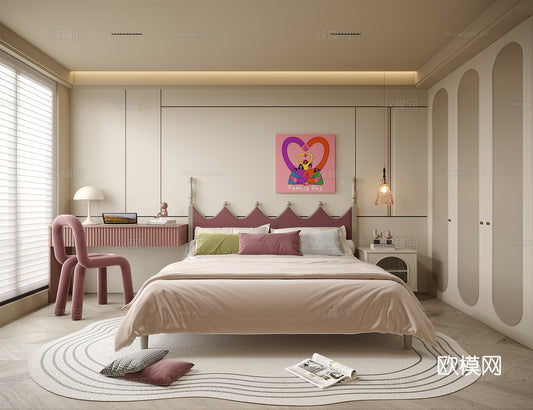 Kid Bed 3D Model – Bedroom 34 | 3ds Max Children Bed Furniture Design