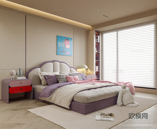 Kid Bed 3D Model – Bedroom 37 | 3ds Max Children Bed Furniture Design