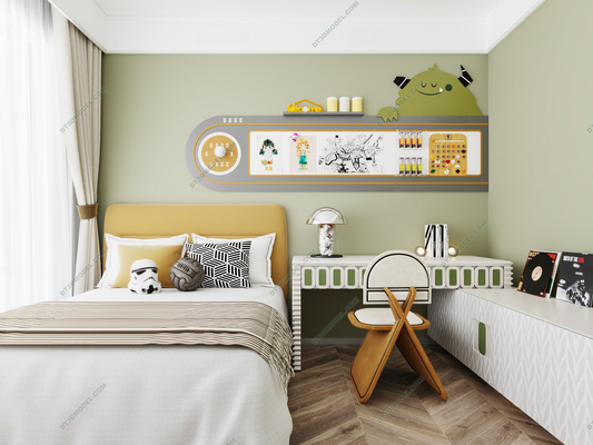 Kid Bed 3D Model – Bedroom 056 | SketchUp Children Bed Furniture Design