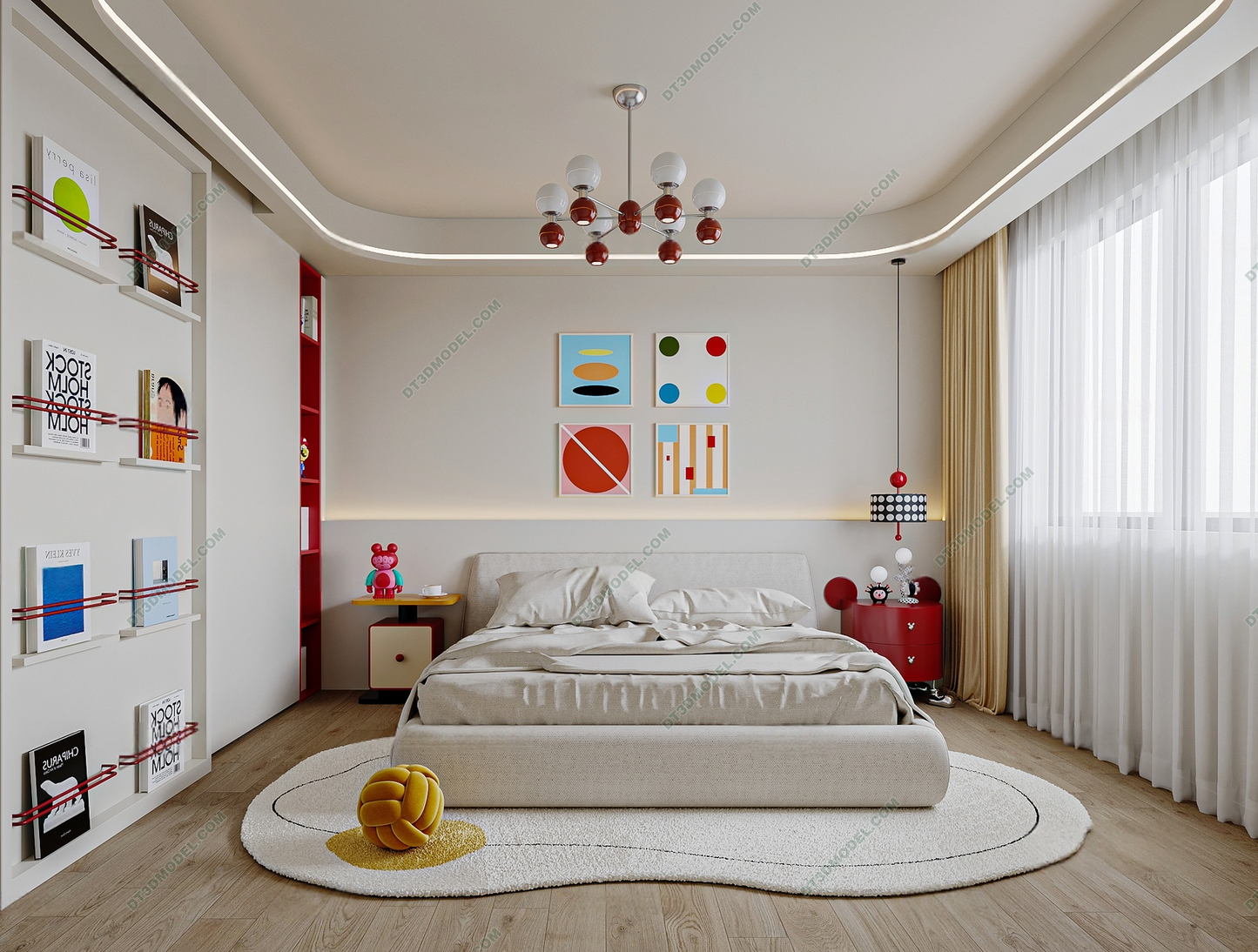Kid Bed 3D Model – Bedroom 061 | SketchUp Children Bed Furniture Design