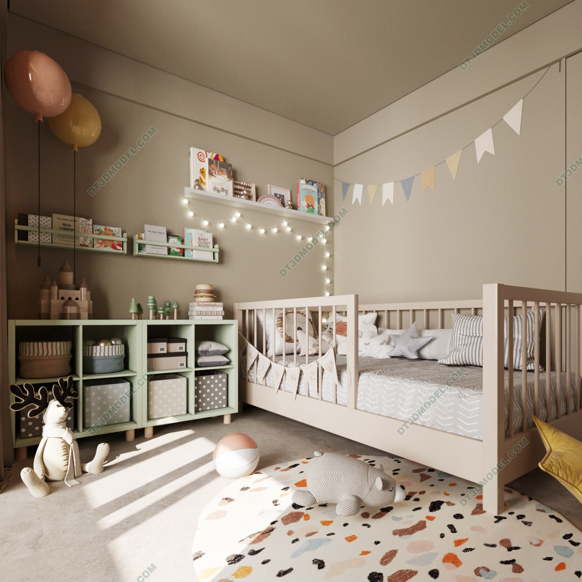 Kid Bed 3D Model – Bedroom 066 | SketchUp Children Bed Furniture Design