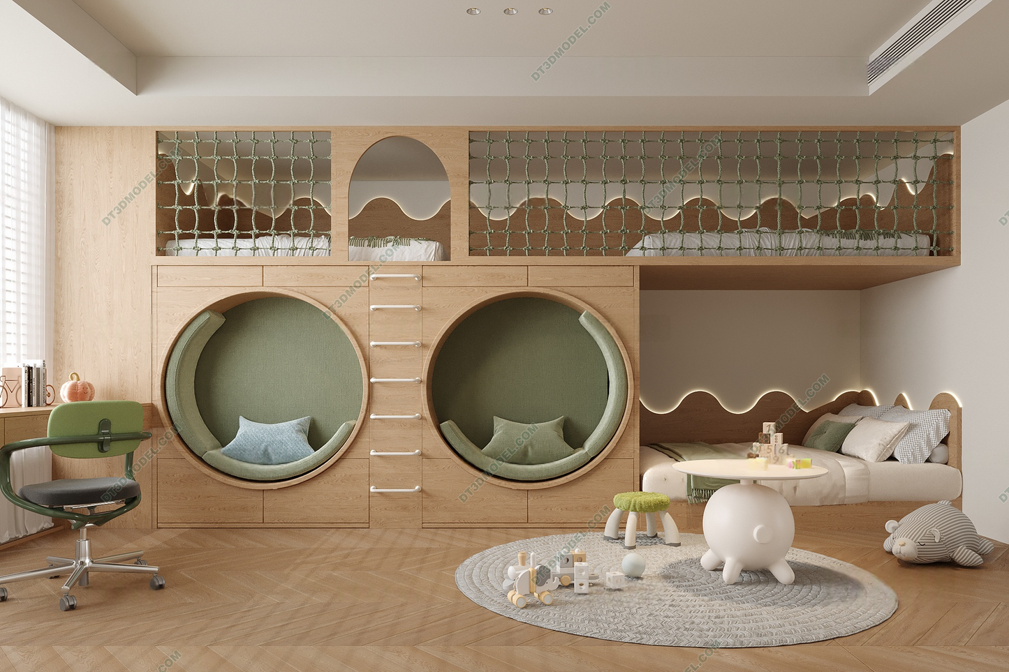 Kid Bed 3D Model – Bedroom 071 | SketchUp Children Bed Furniture Design