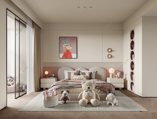 Kid Bed 3D Model – Bedroom 074 | SketchUp Children Bed Furniture Design