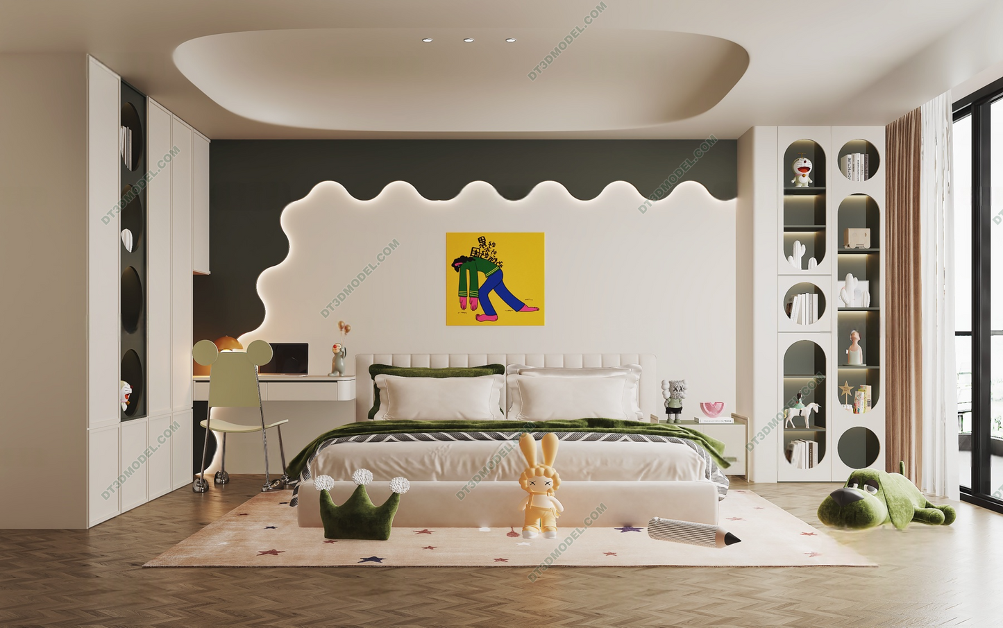 Kid Bed 3D Model – Bedroom 076 | SketchUp Children Bed Furniture Design