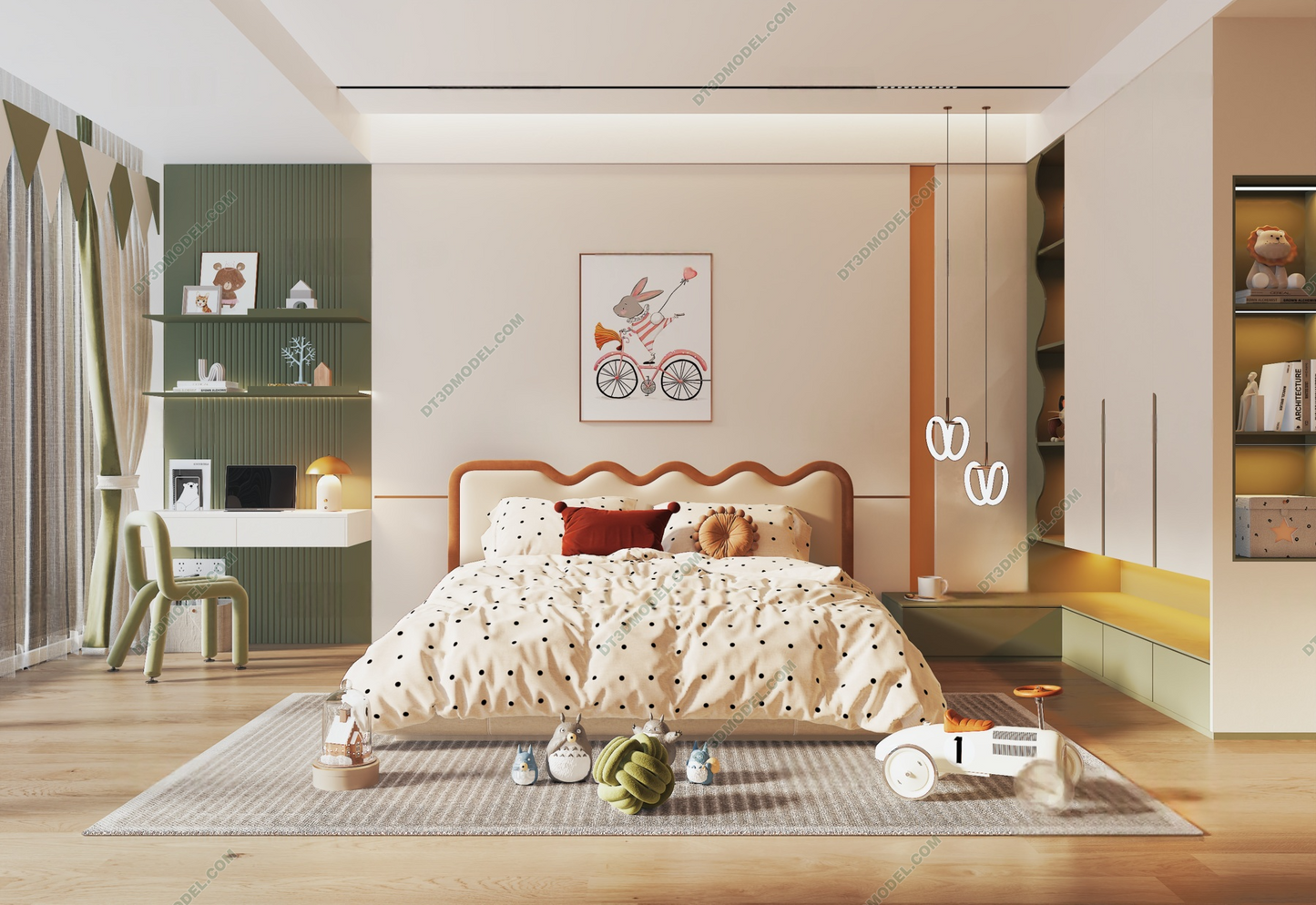 Kid Bed 3D Model – Bedroom 027 | SketchUp Children Bed Furniture Design