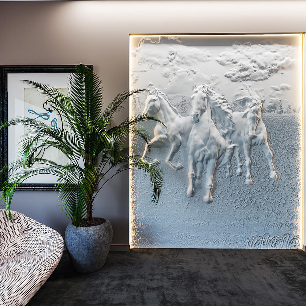Wall deco – HORSES B-48 3ds Max