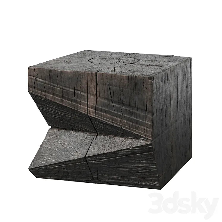 1st Dibs Sculpted Brutalist End Table CT 9 Solid Oak 3DSMAX Model