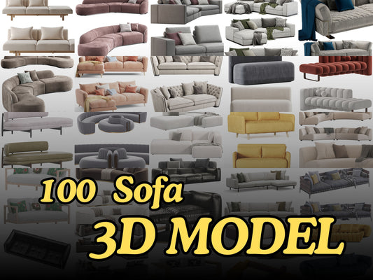 100 Sofa 3D Model Collection