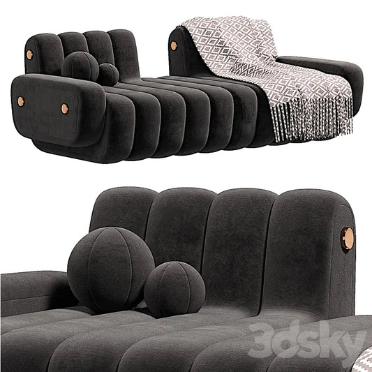 21st Century Dakota Sofa Armrest Aged Brushed Brass Nobuck 3DSMAX Model