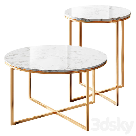 Marble Gold Tables Set