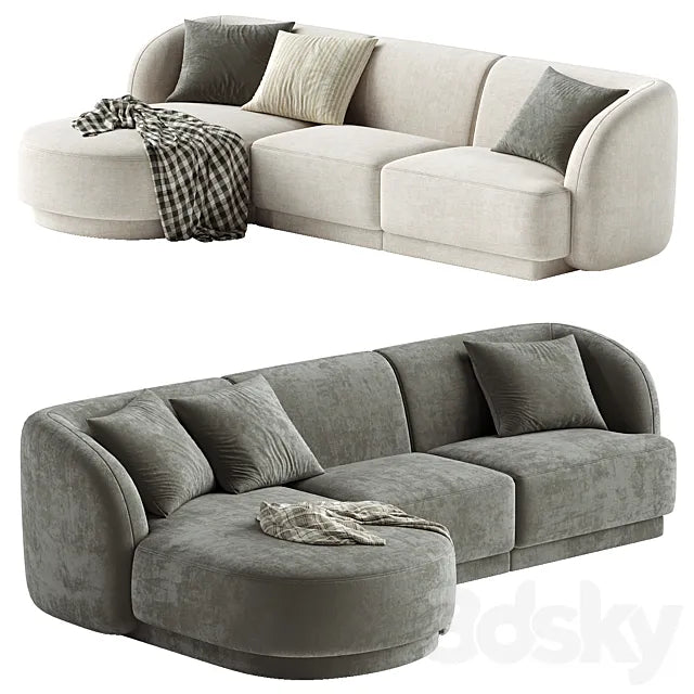 3.5-seater corner sofa Miley left velvet 3ds Max