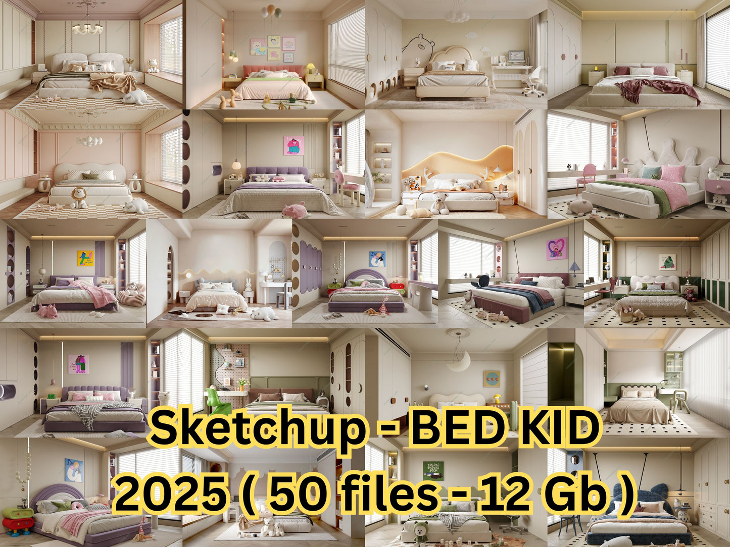 Sketchup-BED KID 2025 (50 files- 12 Gb ) vol 1