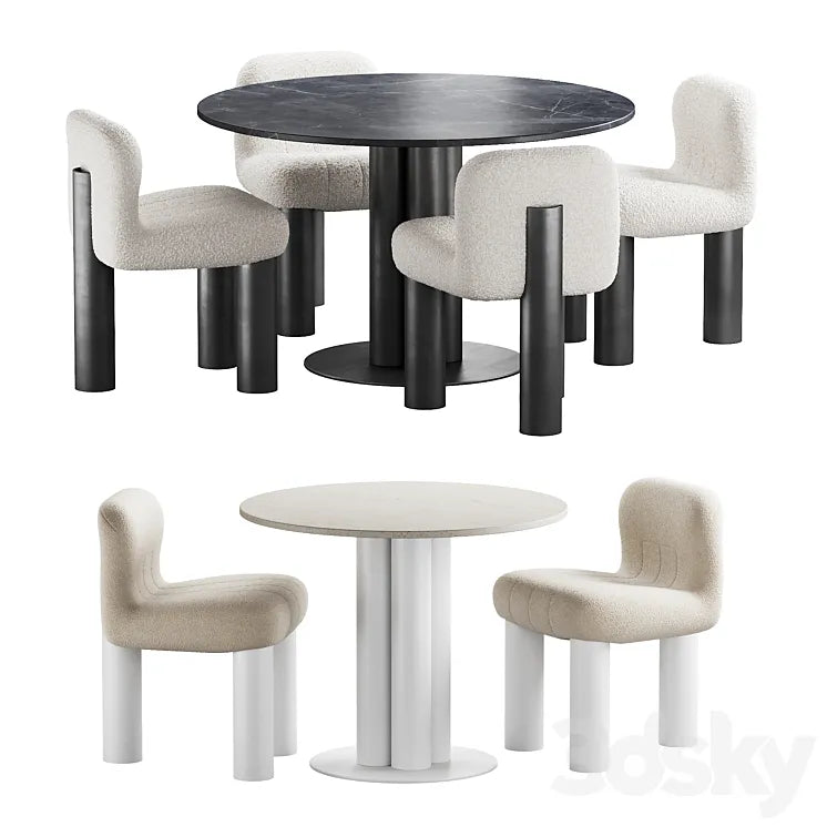 437 dinning set 05 Arflex Goya table with Arflex Botolo armchair 3DSMAX Model