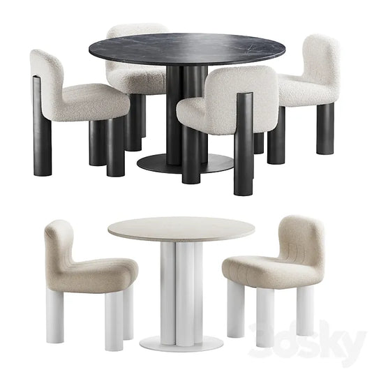 437 dinning set 05 Arflex Goya table with Arflex Botolo armchair 3DSMAX Model
