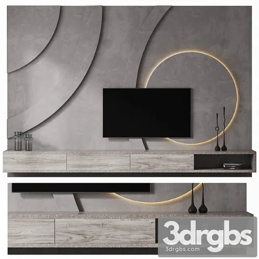 67 TV Wall Composition 3D Model Free