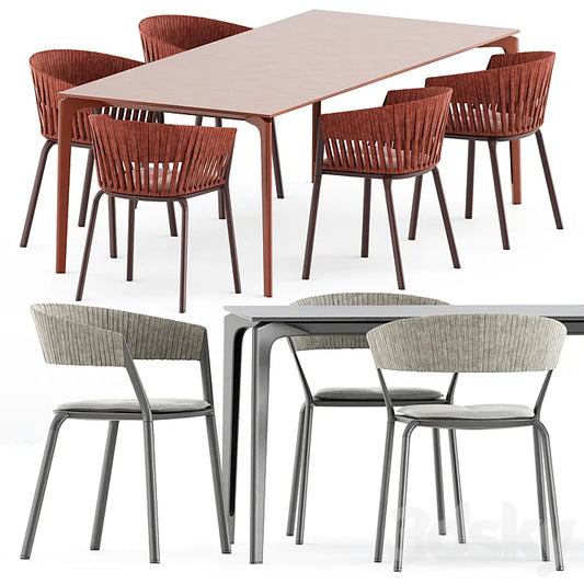 AllSize table and Ria Dining armchair with woven rope by Fast 3DSMAX Model