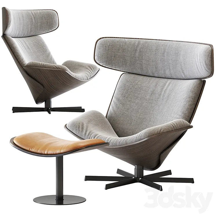 Almora B&B Italia Armchair and Footrest 3DSMAX Model