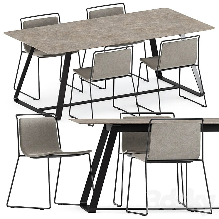 Alo Outdoor chair by ondarreta and Kolonaki table by Varaschin 3DSMAX Model