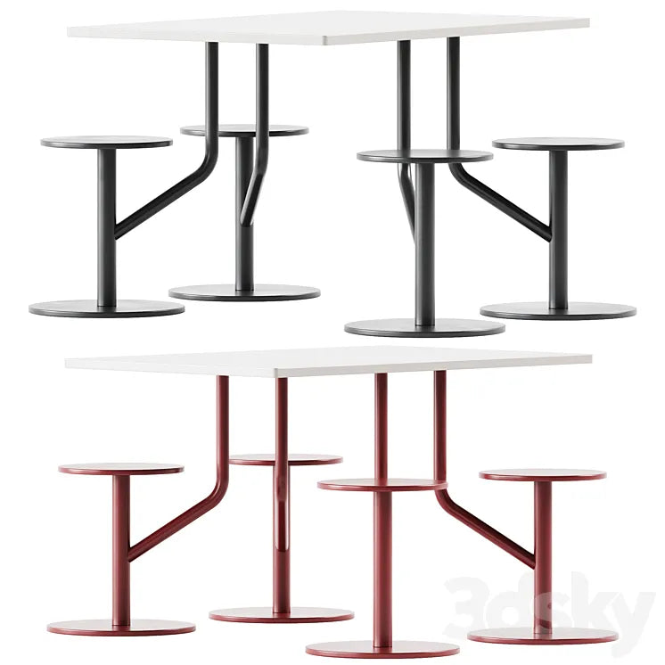 AMBROGIO FOUR table with integrated seats by Belca 3DSMAX Model