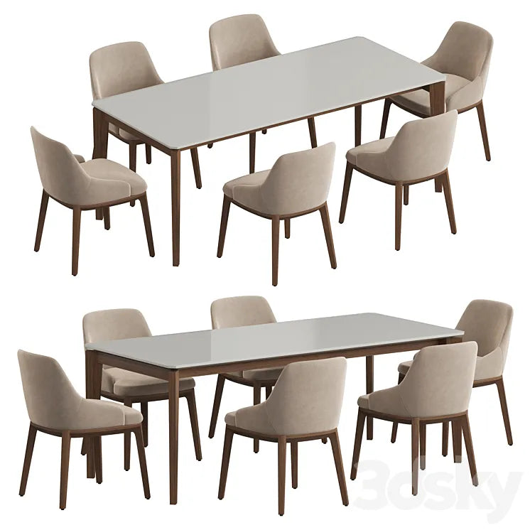 Angel Cerda Nogal Atlas Dining set 3DSMAX Model