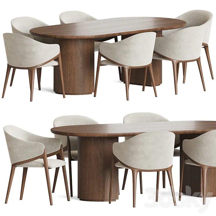 Angelcerda Chair Moon Table Dining Set 3DSMAX Model