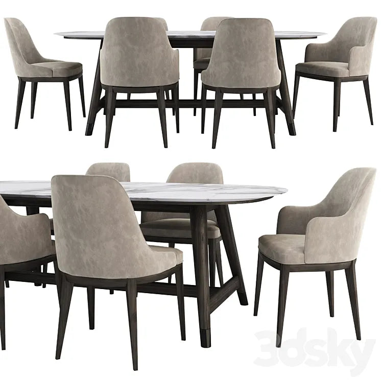 Anna Chair and Desco Table by Flexform 3DSMAX Model