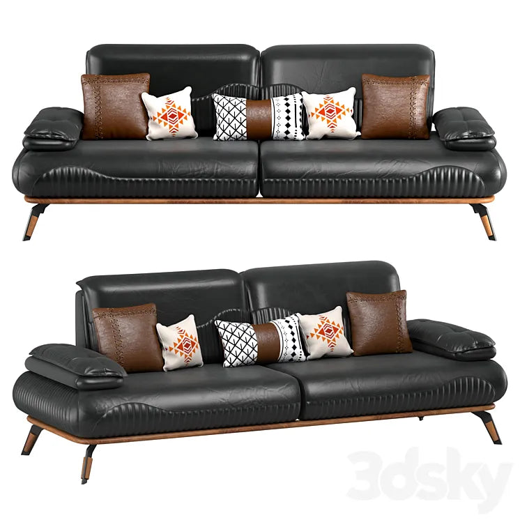 Aria Bed and Wooden Leg Sofa Set 3DSMAX Model