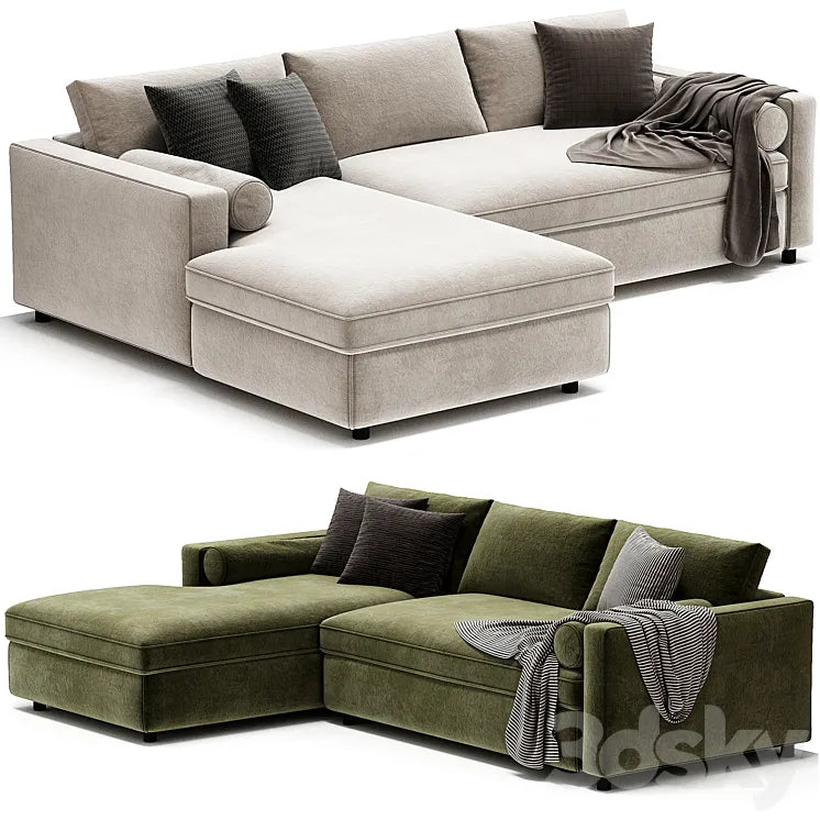 Aris Deep 2 Piece Left Arm Chaise Sectional Sofa 3DSMAX Model