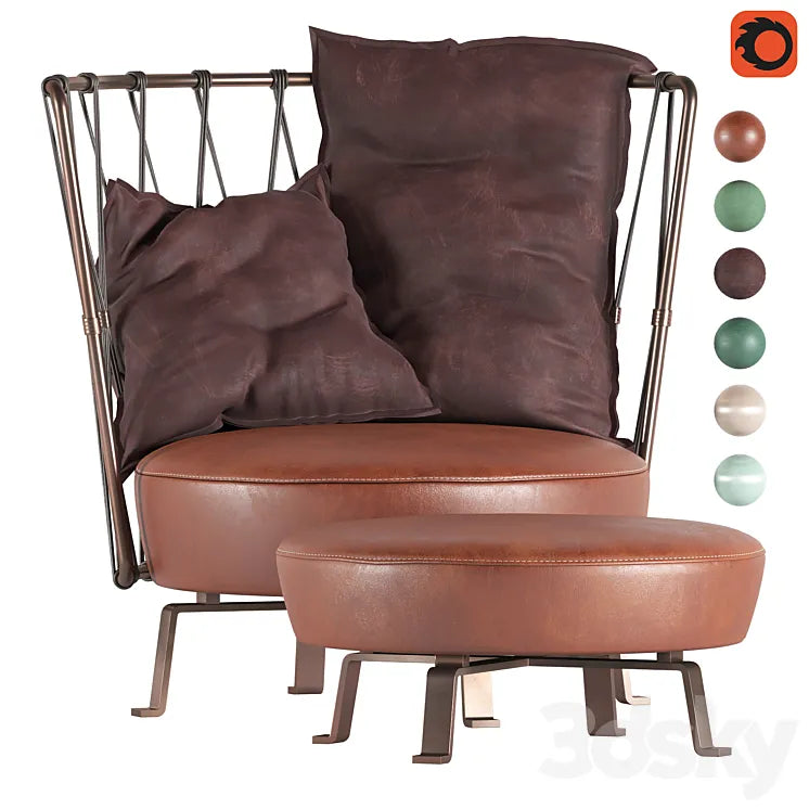 Armchair and Pouffe Baxter Pedro 3DSMAX Model