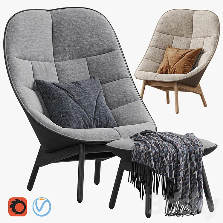 Armchair HAY Uchiwa Lounge Quilted 3DSMAX Model
