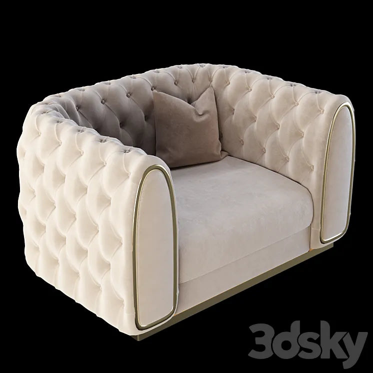 Armchair Homary Luxury Velvet Chesterfield Sofa 3DSMAX Model