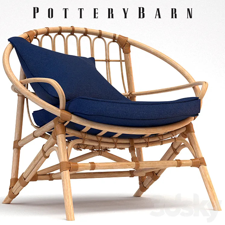 Armchair Pottery Barn Luling Rattan Chair 3DSMAX Model