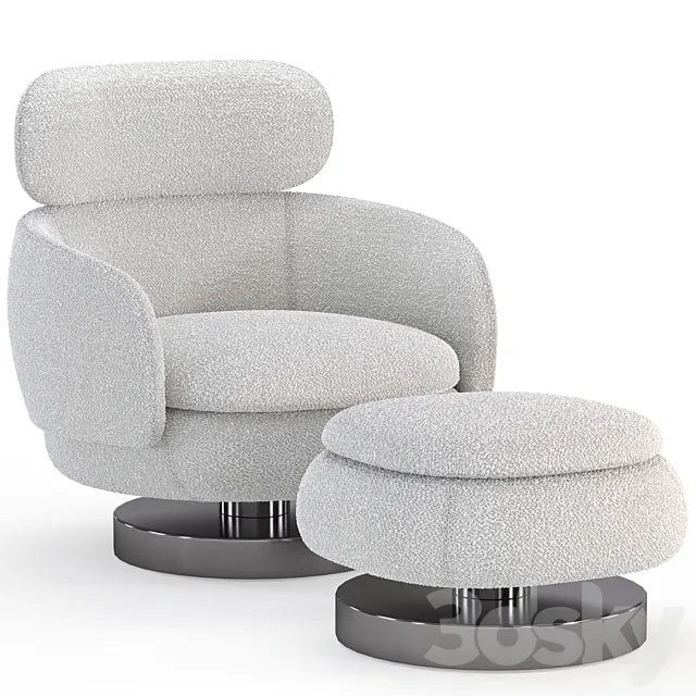 Armchair with ottoman from the Minotti factory Vivienne series 3ds Max