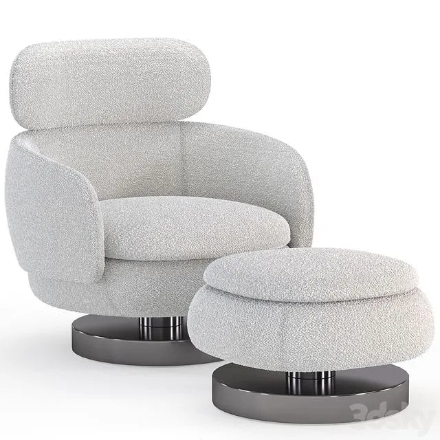 Armchair with ottoman from the Minotti factory Vivienne series 3dsMax Model