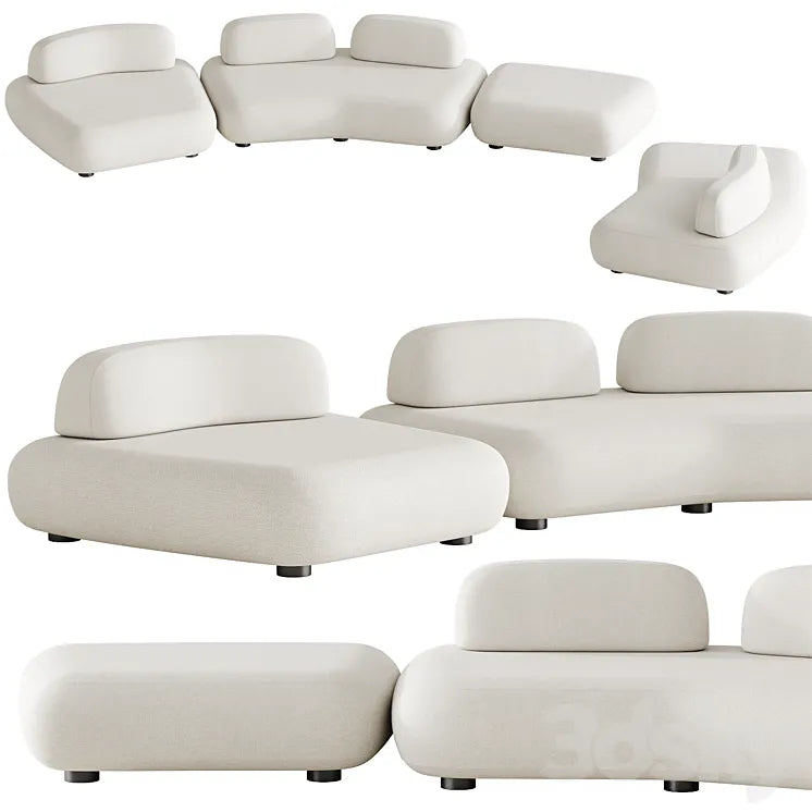 Art nova Curve sofa module 1 3DSMAX Model