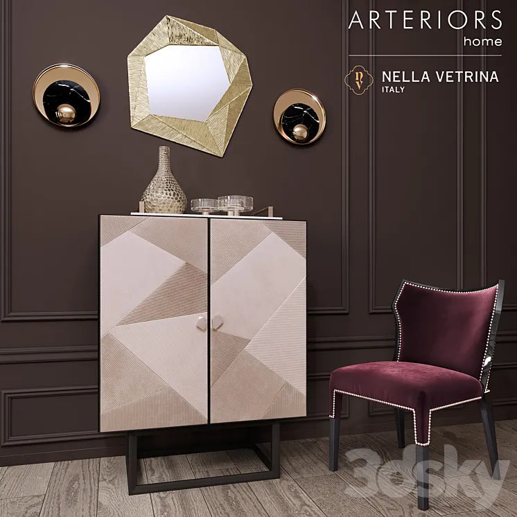 ARTERIORS Home Gatsby Cocktail Cabinet Miami Chair Decor Set 3DSMAX Model