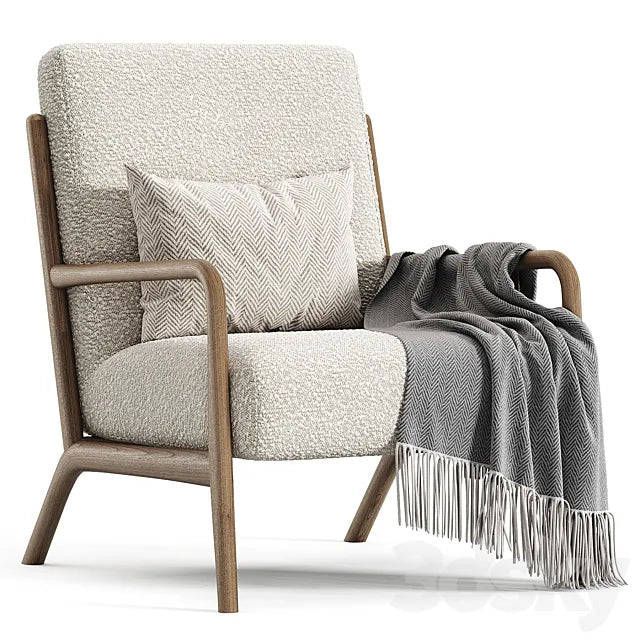 Ash Wood and Linen Armchair by Zarahome 3ds Max