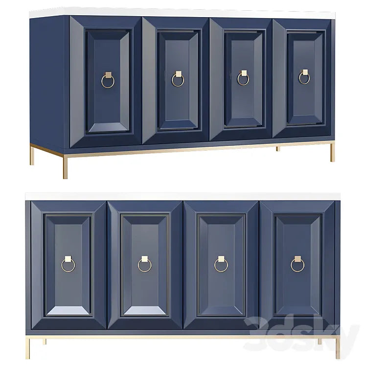 Baize Navy Blue and Gold Server 3DSMAX Model