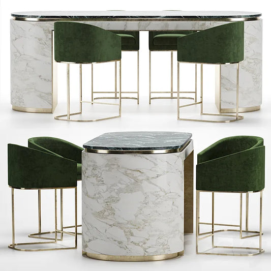 bar stools with oval table 3DSMAX Model