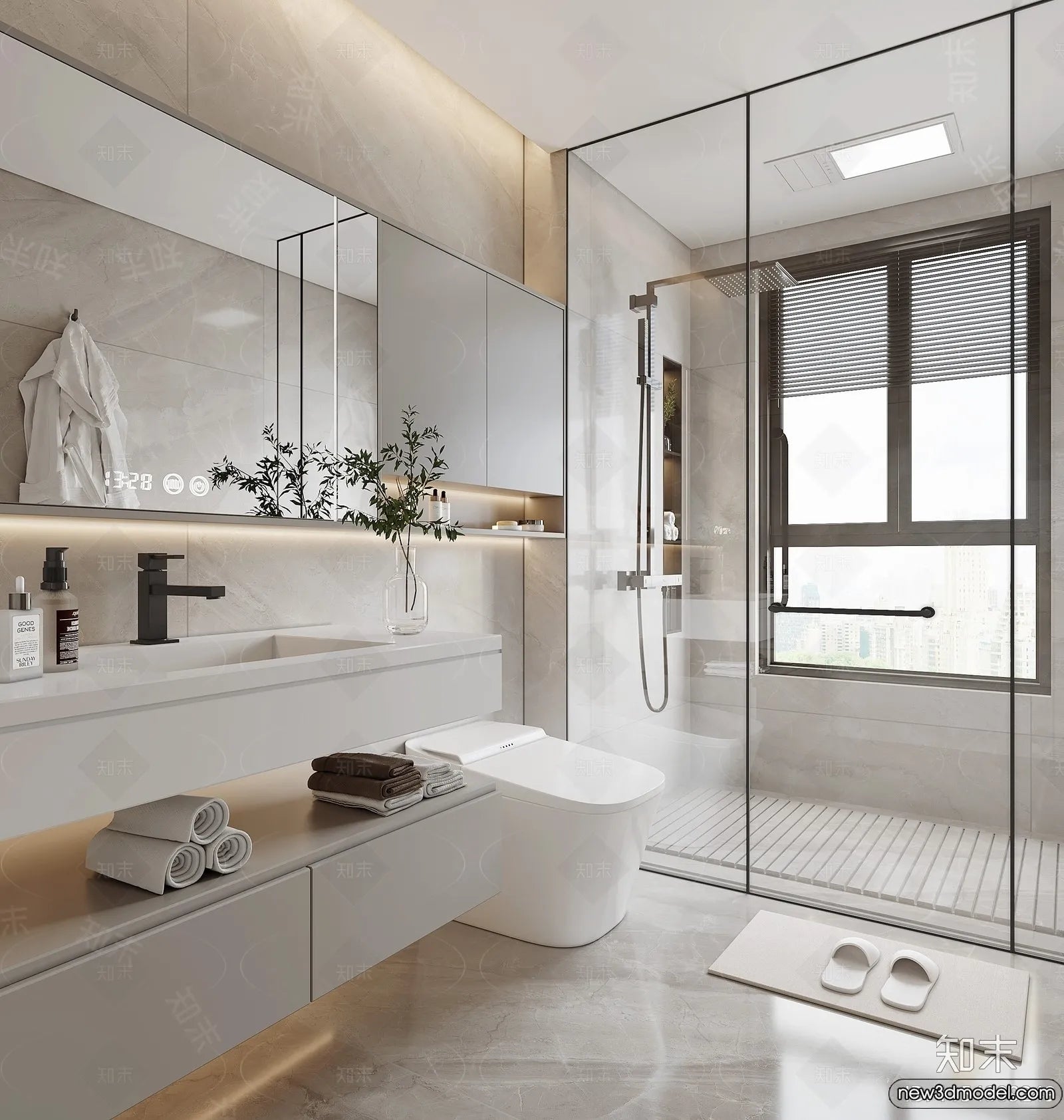 Bathroom – WC – Restroom – 3D Interior Scene – Modern Style – 149