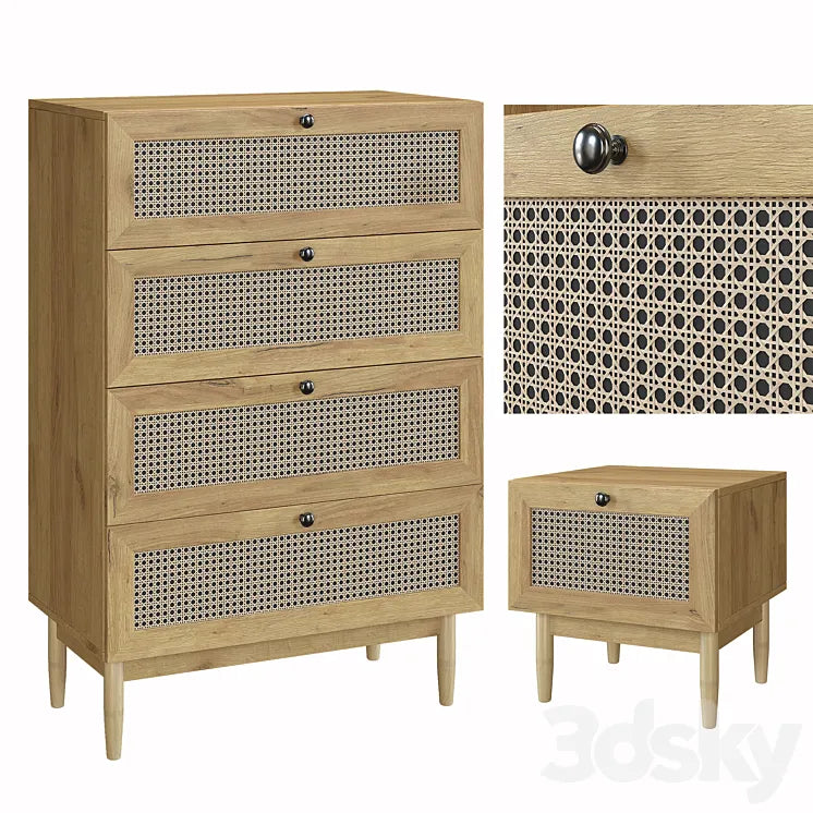 Bedside table Roshal Wood and Chest of drawers Roshal-1 Wood Sofa.ru 3DSMAX Model